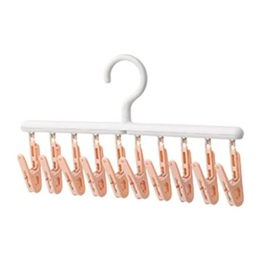 Imagem de Ioensy Cabide para roupas de viagem com 10 clipes, cabide portátil para calças de ioga, para roupas secas para sutiãs, luvas, cachecóis e dormitório, Rosa