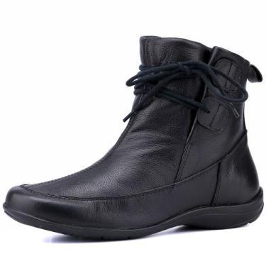 Imagem de Bota Rasteira Mr. Gutt Cano Curto de Couro Preto, Preto, 35