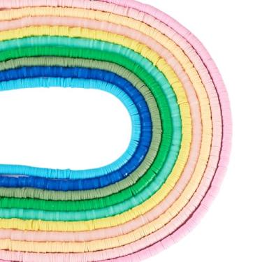 Imagem de KISSITTY 2900 peças de contas de disco de argila de polímero, 6 mm, redondo, rosa, azul, verde, contas espaçadoras perfuradas para colar, joias, brincos de praia, verão, pulseiras de amizade