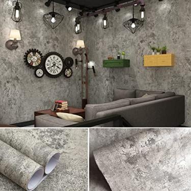 Imagem de burgeliy Papel de parede de concreto para parede, papel de parede de concreto para parede, papel de parede de cimento, descasque e cole fosco, autoadesivo, papel de parede removível para quarto, 61 cm