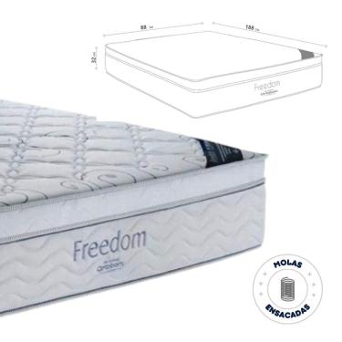 Imagem de Colchão Solteiro Freedom Molas Ensacadas Ortobom - 88X188X32