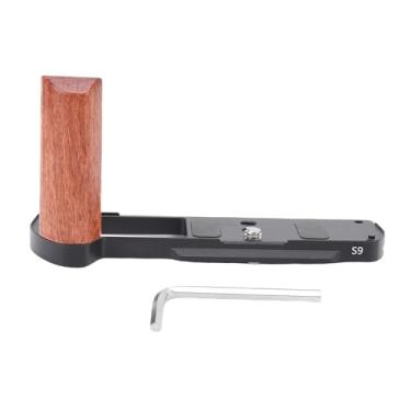Imagem de Acouto L Shape de Forma de Ajuste para Lumix S9 Câmera de Madeira Liga de Alumínio L Forma de Mão Com Placa QR Orifício de Parafuso de 1/4 de Polegada (Preto)