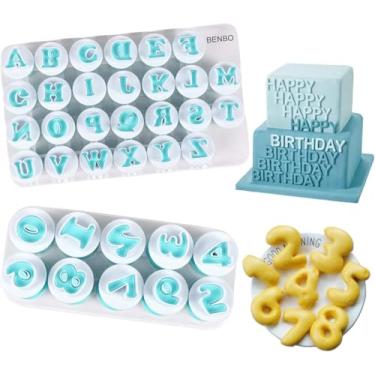 Imagem de Conjunto de moldes de bolo com números de letras do alfabeto, 36 peças, fondant, bolo, doce, artesanato, biscoitos, estampa, estampa, desentupidor, cortador de biscoitos, ferramentas de decoração