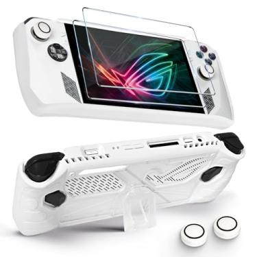 Imagem de CLOKORIA Protective Case Compatible with ASUS Rog Ally 2023,3 in 1 Cover Case for Rog Ally with 2 Tempered Glass Screen Protector and 2 Thumb Grip Caps (White)