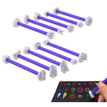 Imagem de GEOCCI Ferramentas de pétalas de flores para pintura de pontos, 20 formas de pétalas, ferramentas de arte de mandala para pedras, ferramentas de gravação para pintura de pontos (forma B)