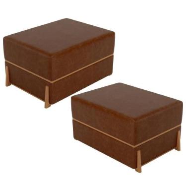 Imagem de Kit 02 Puffs Decorativo Retangular Para Sala de Estar Domus L02 materi