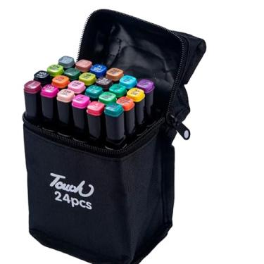 Imagem de Canetinhas Coloridas Marca Texto Ponta Dupla [24 Cores] Premium