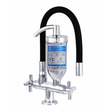 Imagem de Torneira Cozinha Bancada Com Filtro Purificador De Água Preta Para Pia Balcão Mesa Flexível Móvel Silicone 1/4 Volta
