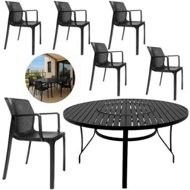 Imagem de Mesa de Alumínio 1,40m Centro Giratório 6 Cadeiras Sardenha Polipropil