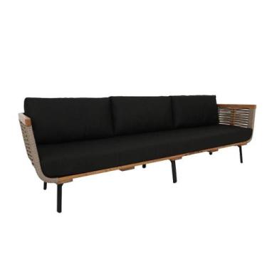 Imagem de Sofá 3 Lugares Chile de Madeira Pé Alumínio e Corda Náutica - NossaKas