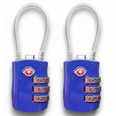 Imagem de Conjunto de 2 Cadeados de Segurança com Cabo de Aço, Senha de 3 Dígitos, Sem Chave, para Mala, Armário e Mochila (2, branco)