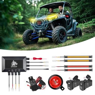 Imagem de Roykaw Kit de seta UTV ATV Blink Kit jurídico universal de rua compatível com Polaris RZR Ranger, Can-Am X3 Defender, Pioneer, Talon, Arctic Cat, CFMOTO, impermeável e de alta visibilidade
