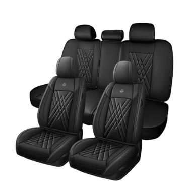 Imagem de SARISKA Capas de assento de carro adequadas para Subaru Crosstrek 2013-2024 flancos totalmente embrulhados e compatibilidade com airbag lateral de couro napa premium (conjunto completo, preto)