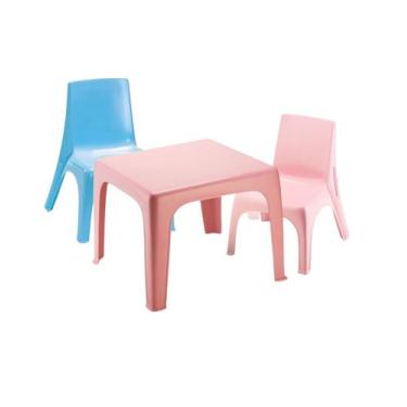 Imagem de Mesinha Pequena Infantil Rosa+Cadeira Poltrona Educativa Rosa e Azul -