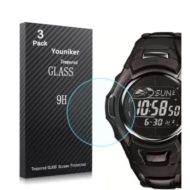 Imagem de Youniker Pacote com 3 protetores de tela compatíveis com MTG M900 vidro temperado para relógio MTG-M900BD / MTGM900 Película protetora de tela de vidro antiarranhões anti-impressão digital