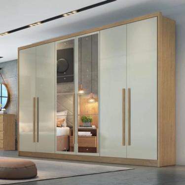 Imagem de Guarda Roupa  Casal 6 Portas 8 Gavetas Com Espelho Robust - Novo Horizonte
