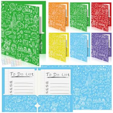 Imagem de Cinrobiye Pacote com 24 pastas inspiradoras com 2 bolsos com 32 etiquetas de nome, pastas decorativas motivacionais tamanho carta infantil arquivo com bolsos para escritório casa organizador de