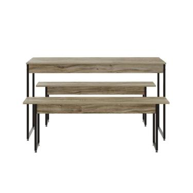 Imagem de Mesa De Jantar Com 2 Bancos Estilo Industrial Tub Carvalho /