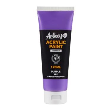 Imagem de Artkey Tinta acrílica - Tubos roxos (120 ml/115.1 g), pigmentos ricos e vibrantes, tintas acrílicas para artistas profissionais - Materiais de arte para tela, madeira, rocha, argila, tecido, cerâmica