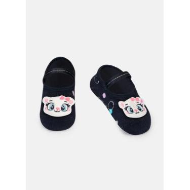 Imagem de Meia Soquete Puket com Sola Emborrachada Menina Unicórnio Shine Azul M