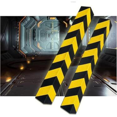 Imagem de Protetor De Coluna De Garagem Em Forma De L, Protetor De Canto De Borracha Parada De Estacionamento, Para Proteção De Estacionamento Poste De Guarda-corpo De Canto D, Black+yellow, 2pcs-120cm