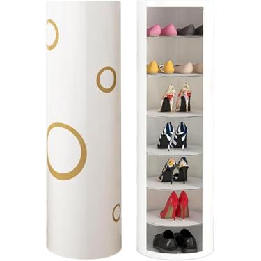 Imagem de Sapateira Redonda Giratória De 360 °, Armário De Sapatos De Várias Camadas De Canto De Metal, Organizador De Armazenamento De Prateleira De Sapato Vertica, White 1, Diameter 32cm/12.5in