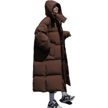 Imagem de Mulheres Down Coats Long-style Cotton Dress Coreano Plus Size Winter Heat Parka, Black, M