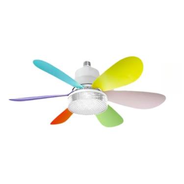 Imagem de Ventilador de Teto LED 60W Lâmpada E27 Com Controle Remoto Bivolt Luminária Economica de Energia 6 lâminas 110V-220V(Cor Cristal(110V-220V))