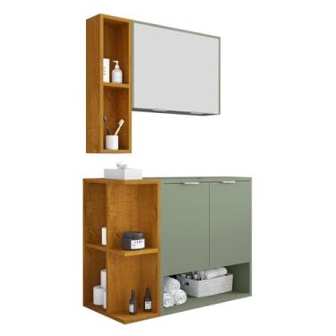 Imagem de Gabinete Banheiro Ibiza 2 Portas Armario 2 Portas Espelheira Pistache/naturale