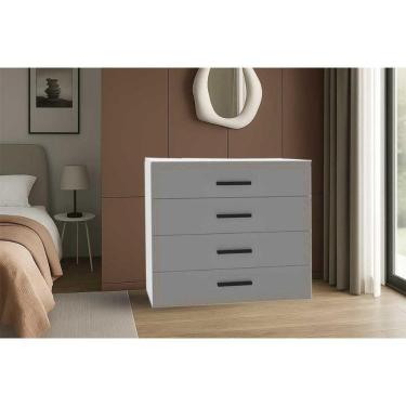 Imagem de Cômoda De Quarto Valência C- 4 Gavetas Branco-cinza - Politorno