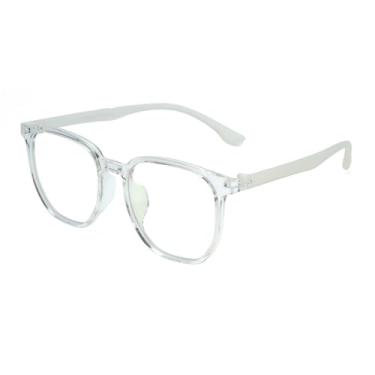 Imagem de Armação de óculos da moda masculina e feminina, ultraleve TR90, tamanho grande, anti-luz azul, lente transparente, C