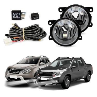 Imagem de Kit Farol de Milha para Duster 2011 a 2023 Oroch 2016 a 2023 Completo com Chicote Botão e Relê Auxiliar Neblina