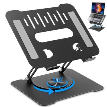 Imagem de Suporte Notebook, Suporte Notebook Ajustável Base Giratória 360º Apoio Dobrável Laptop até 17.3 Polegadas Resistente Estável Ergonômico Portátil de Mesa em Metal