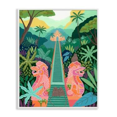 Imagem de Stupell Industries Desenho artístico giclée emoldurado da floresta de macacos para o templo por Courtney Haley, 35,5 x 28,5 cm
