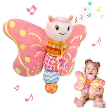 Imagem de Brinquedo para bebês VOILBTOY Butterfly com som de 0 a 6 meses rosa