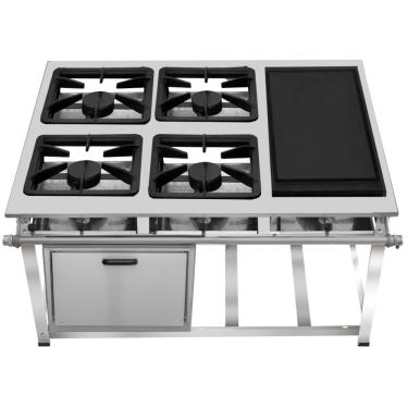 Imagem de Fogão Industrial 4 Bocas com Chapa Ap P7 com Forno Leona