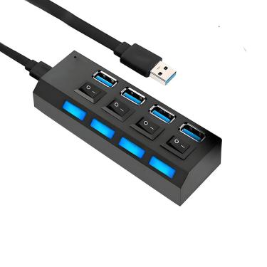 Imagem de Expansor USB 3.0 com 4 Portas Preto Hub de Alta Velocidade para Transferência