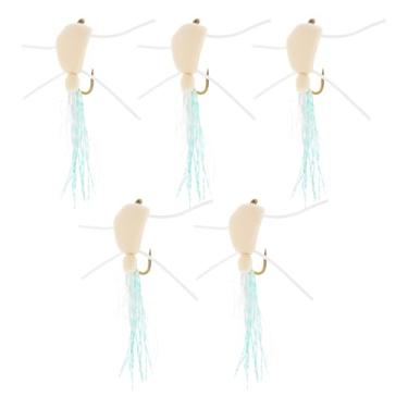 Imagem de Briny River 5 peças de iscas de pesca triangulares brancas tamanho 10 anzóis simulam isca artificial de inseto