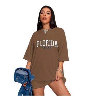Imagem de Camiseta Oversized Feminina Florida Sunshine - FSL.CONF, Marrom, GG