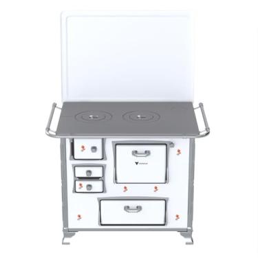 Imagem de Fogão a Lenha GII N 2 Gab Branco Flor com Tampa Saida Direita