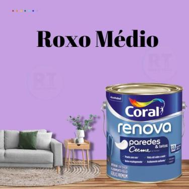 Imagem de Tinta Para Parede Acrílica Coral Renova Cor Roxo 3,2l Lavável Premium 