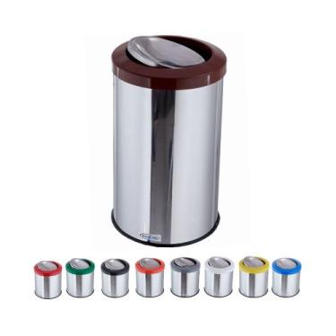 Imagem de Lixeira Inox Basculante 20 Litros Tampa Flip Top Com Cor - Aldinox, Ma