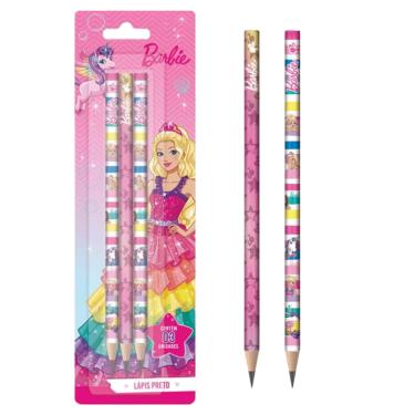 Imagem de LAPIS ESCOLAR PRETO HB BARBIE CARTELA COM 3 UNIDADES - TRIS