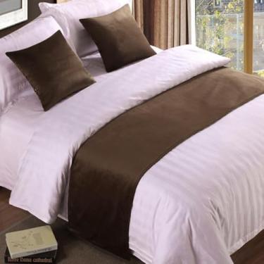 Imagem de Lenço de corredor de cama de veludo macio cachecol colcha de cama de luxo protetor de cama para quarto hotel decorativo para pé da cama queen king size toalha de cama marrom ||50 x 210 cm para cama de