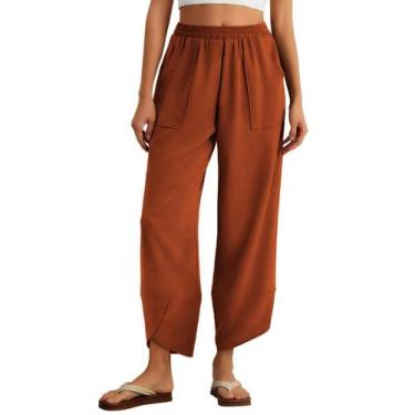 Imagem de Calças largas Feiersi Baggy Elastic Waist Palazzo Harem