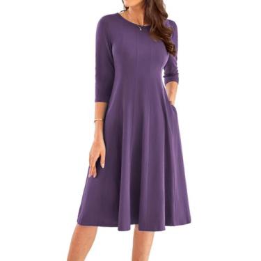 Imagem de Vestido GRACE KARIN Flowy Summer para mulheres de algodão roxo L