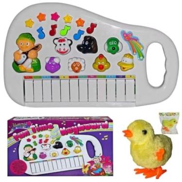 Imagem de Teclado Musical Infantil Educativo, Piano com Sons de Animais, Brinquedo Musical com Luzes com Pintinho Amarelinho