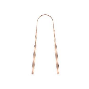 Imagem de Raspador de Língua de Aço Inoxidável Dourado – Higiene Bucal Profunda, Elimina Mau Hálito, Reutilizável e Resistente