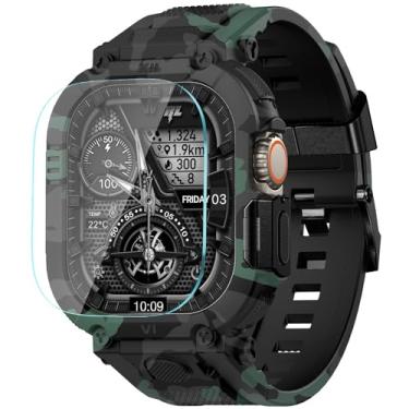 Imagem de XYF Pulseira esportiva masculina resistente à prova de choque, compatível com Apple Watch Ultra 3/2/1 (49 mm) - com capa de metal e protetor de tela (49 mm, camuflagem/cinza)
