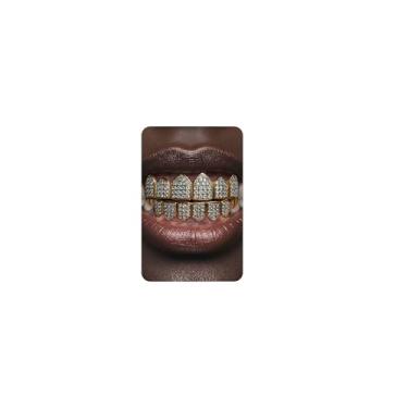 Imagem de UBGICIG Conjunto de grelha Grillz, grelhas dentárias para seus dentes, dentes Grillz masculinos, bonés de dentes falsos de vampiro para o Dia das Bruxas, joias, 16.7 Inches, Silicone, Zircônia cúbica